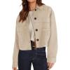imagePRETTYGARDEN Womens Faux Suede Cropped Jacket Casual Lightweight Fall Fashion 2025 Winter Coats Outerwear Trendy ClothesBeige