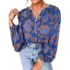 imagePRETTYGARDEN Womens Floral Button Down Blouse 2025 Fall Fashion Dressy Casual Long Sleeve Oversized Shirts Top Boho ClothesBlue