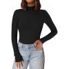 imagePRETTYGARDEN Womens Turtleneck Long Sleeve Shirts 2025 Fall Basic Tees Ribbed Fitted Tops Thermal Layering Knit Top ClothesBlack
