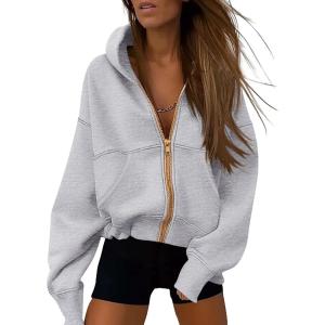 imagePRETTYGARDEN Hoodies for Women Sweatshirt Zip Up Hoodie Fall Fashion 2025 Trendy Long Sleeve Jackets Winter Clothing OutfitsGrey