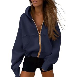 imagePRETTYGARDEN Hoodies for Women Sweatshirt Zip Up Hoodie Fall Fashion 2025 Trendy Long Sleeve Jackets Winter Clothing OutfitsNavy