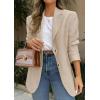 imagePRETTYGARDEN 2025 Blazers for Women Business Casual Long Sleeve Lapel Open Front Suit Jacket Work Blazer with PocketsBeige Apricot