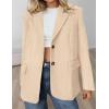 imagePRETTYGARDEN Blazers for Women Business Casual 2025 Fall Fashion Dressy Oversized Faux Suede Suit Jackets Work Office ClothesBeige
