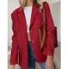 imagePRETTYGARDEN Blazers for Women Business Casual 2025 Fall Fashion Dressy Oversized Faux Suede Suit Jackets Work Office ClothesRed
