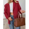 imagePRETTYGARDEN Blazers for Women Business Casual 2025 Fall Fashion Dressy Oversized Faux Suede Suit Jackets Work Office ClothesRed