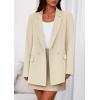 imagePRETTYGARDEN Fall 2025 Blazers for Women Business Casual Long Sleeve Lapel Pockets Dressy Suit Jackets Work Office ClothesBeige
