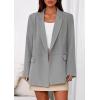 imagePRETTYGARDEN Fall 2025 Blazers for Women Business Casual Long Sleeve Lapel Pockets Dressy Suit Jackets Work Office ClothesGrey