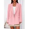 imagePRETTYGARDEN Fall 2025 Blazers for Women Business Casual Long Sleeve Lapel Pockets Dressy Suit Jackets Work Office ClothesPink