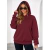 imagePRETTYGARDEN Hoodies for Women Oversized Pullover Sweatshirts 2025 Ruched Long Sleeve Casual Tops Fall Fashion Y2K ClothesBurgundy