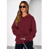 imagePRETTYGARDEN Hoodies for Women Oversized Pullover Sweatshirts 2025 Ruched Long Sleeve Casual Tops Fall Fashion Y2K ClothesBurgundy