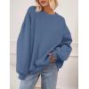 imagePRETTYGARDEN Oversized Sweatshirt for Women Fall Outfits 2025 Crewneck Long Sleeve Tops Fleece Pullover Winter ClothingGrey Blue