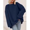 imagePRETTYGARDEN Oversized Sweatshirt for Women Fall Outfits 2025 Crewneck Long Sleeve Tops Fleece Pullover Winter ClothingNavy Blue