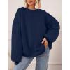 imagePRETTYGARDEN Oversized Sweatshirt for Women Fall Outfits 2025 Crewneck Long Sleeve Tops Fleece Pullover Winter ClothingNavy Blue