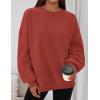 imagePRETTYGARDEN Sweatshirt for Women Oversized Crewneck Long Sleeve Pullover Fleece Top 2025 Fall Winter Fashion Outfits ClothesBrick Red
