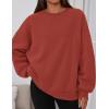 imagePRETTYGARDEN Sweatshirt for Women Oversized Crewneck Long Sleeve Pullover Fleece Top 2025 Fall Winter Fashion Outfits ClothesBrick Red