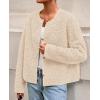 imagePRETTYGARDEN Womens 2025 Fall Fashion Clothes Trendy Fleece Sherpa Cropped Jackets Buttons Warm Casual Winter Faux Fur CoatsBeige