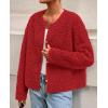 imagePRETTYGARDEN Womens 2025 Fall Fashion Clothes Trendy Fleece Sherpa Cropped Jackets Buttons Warm Casual Winter Faux Fur CoatsRed
