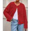 imagePRETTYGARDEN Womens 2025 Fall Fashion Clothes Trendy Fleece Sherpa Cropped Jackets Buttons Warm Casual Winter Faux Fur CoatsRed