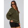 imagePRETTYGARDEN Womens 2025 Fall Hooded Sweatshirts Long Sleeve Half Zip Cropped Hoodies Pullover Winter Fashion ClothesArmy Green
