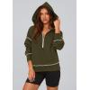 imagePRETTYGARDEN Womens 2025 Fall Hooded Sweatshirts Long Sleeve Half Zip Cropped Hoodies Pullover Winter Fashion ClothesArmy Green
