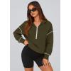 imagePRETTYGARDEN Womens 2025 Fall Hooded Sweatshirts Long Sleeve Half Zip Cropped Hoodies Pullover Winter Fashion ClothesArmy Green