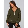 imagePRETTYGARDEN Womens 2025 Fall Hooded Sweatshirts Long Sleeve Half Zip Cropped Hoodies Pullover Winter Fashion ClothesArmy Green