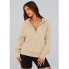 imagePRETTYGARDEN Womens 2025 Fall Hooded Sweatshirts Long Sleeve Half Zip Cropped Hoodies Pullover Winter Fashion ClothesBeige