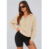 imagePRETTYGARDEN Womens 2025 Fall Hooded Sweatshirts Long Sleeve Half Zip Cropped Hoodies Pullover Winter Fashion ClothesBeige