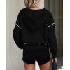 imagePRETTYGARDEN Womens 2025 Fall Hooded Sweatshirts Long Sleeve Half Zip Cropped Hoodies Pullover Winter Fashion ClothesBlack