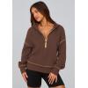 imagePRETTYGARDEN Womens 2025 Fall Hooded Sweatshirts Long Sleeve Half Zip Cropped Hoodies Pullover Winter Fashion ClothesBrown Coffee
