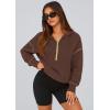 imagePRETTYGARDEN Womens 2025 Fall Hooded Sweatshirts Long Sleeve Half Zip Cropped Hoodies Pullover Winter Fashion ClothesBrown Coffee