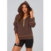 imagePRETTYGARDEN Womens 2025 Fall Hooded Sweatshirts Long Sleeve Half Zip Cropped Hoodies Pullover Winter Fashion ClothesBrown Coffee