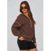 imagePRETTYGARDEN Womens 2025 Fall Hooded Sweatshirts Long Sleeve Half Zip Cropped Hoodies Pullover Winter Fashion ClothesBrown Coffee