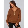 imagePRETTYGARDEN Womens 2025 Fall Hooded Sweatshirts Long Sleeve Half Zip Cropped Hoodies Pullover Winter Fashion ClothesCaramel