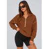 imagePRETTYGARDEN Womens 2025 Fall Hooded Sweatshirts Long Sleeve Half Zip Cropped Hoodies Pullover Winter Fashion ClothesCaramel
