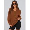 imagePRETTYGARDEN Womens 2025 Fall Hooded Sweatshirts Long Sleeve Half Zip Cropped Hoodies Pullover Winter Fashion ClothesCaramel