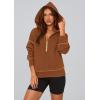 imagePRETTYGARDEN Womens 2025 Fall Hooded Sweatshirts Long Sleeve Half Zip Cropped Hoodies Pullover Winter Fashion ClothesCaramel