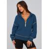 imagePRETTYGARDEN Womens 2025 Fall Hooded Sweatshirts Long Sleeve Half Zip Cropped Hoodies Pullover Winter Fashion ClothesDark Blue