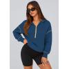 imagePRETTYGARDEN Womens 2025 Fall Hooded Sweatshirts Long Sleeve Half Zip Cropped Hoodies Pullover Winter Fashion ClothesDark Blue