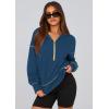 imagePRETTYGARDEN Womens 2025 Fall Hooded Sweatshirts Long Sleeve Half Zip Cropped Hoodies Pullover Winter Fashion ClothesDark Blue