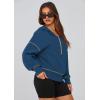 imagePRETTYGARDEN Womens 2025 Fall Hooded Sweatshirts Long Sleeve Half Zip Cropped Hoodies Pullover Winter Fashion ClothesDark Blue