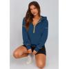 imagePRETTYGARDEN Womens 2025 Fall Hooded Sweatshirts Long Sleeve Half Zip Cropped Hoodies Pullover Winter Fashion ClothesDark Blue