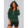 imagePRETTYGARDEN Womens 2025 Fall Hooded Sweatshirts Long Sleeve Half Zip Cropped Hoodies Pullover Winter Fashion ClothesDark Green