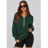 imagePRETTYGARDEN Womens 2025 Fall Hooded Sweatshirts Long Sleeve Half Zip Cropped Hoodies Pullover Winter Fashion ClothesDark Green