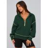 imagePRETTYGARDEN Womens 2025 Fall Hooded Sweatshirts Long Sleeve Half Zip Cropped Hoodies Pullover Winter Fashion ClothesDark Green