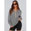 imagePRETTYGARDEN Womens 2025 Fall Hooded Sweatshirts Long Sleeve Half Zip Cropped Hoodies Pullover Winter Fashion ClothesDark Grey
