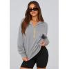 imagePRETTYGARDEN Womens 2025 Fall Hooded Sweatshirts Long Sleeve Half Zip Cropped Hoodies Pullover Winter Fashion ClothesGrey
