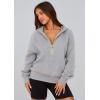 imagePRETTYGARDEN Womens 2025 Fall Hooded Sweatshirts Long Sleeve Half Zip Cropped Hoodies Pullover Winter Fashion ClothesGrey