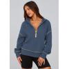 imagePRETTYGARDEN Womens 2025 Fall Hooded Sweatshirts Long Sleeve Half Zip Cropped Hoodies Pullover Winter Fashion ClothesGrey Blue