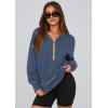 imagePRETTYGARDEN Womens 2025 Fall Hooded Sweatshirts Long Sleeve Half Zip Cropped Hoodies Pullover Winter Fashion ClothesGrey Blue